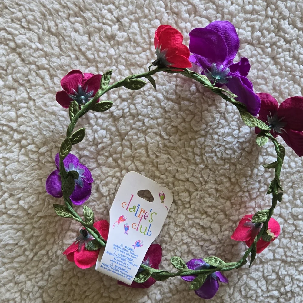 Claire's Pink and Purple Floral Hair Wreath Fairy Whimsi Festival